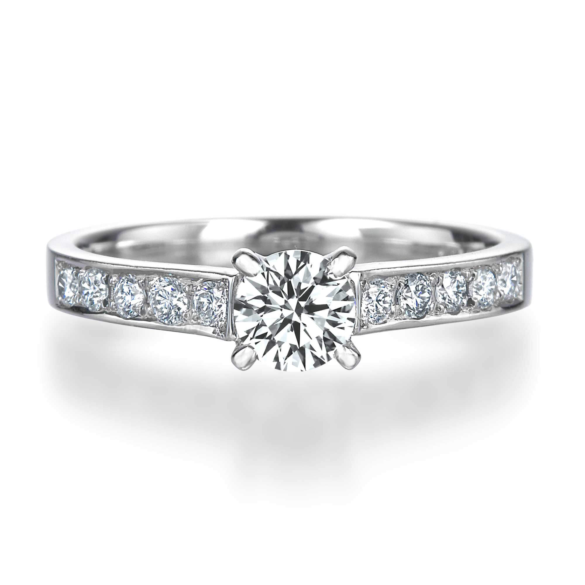 4本爪サイドメレーダイヤモンドリング | 結婚指輪・婚約指輪のQDM